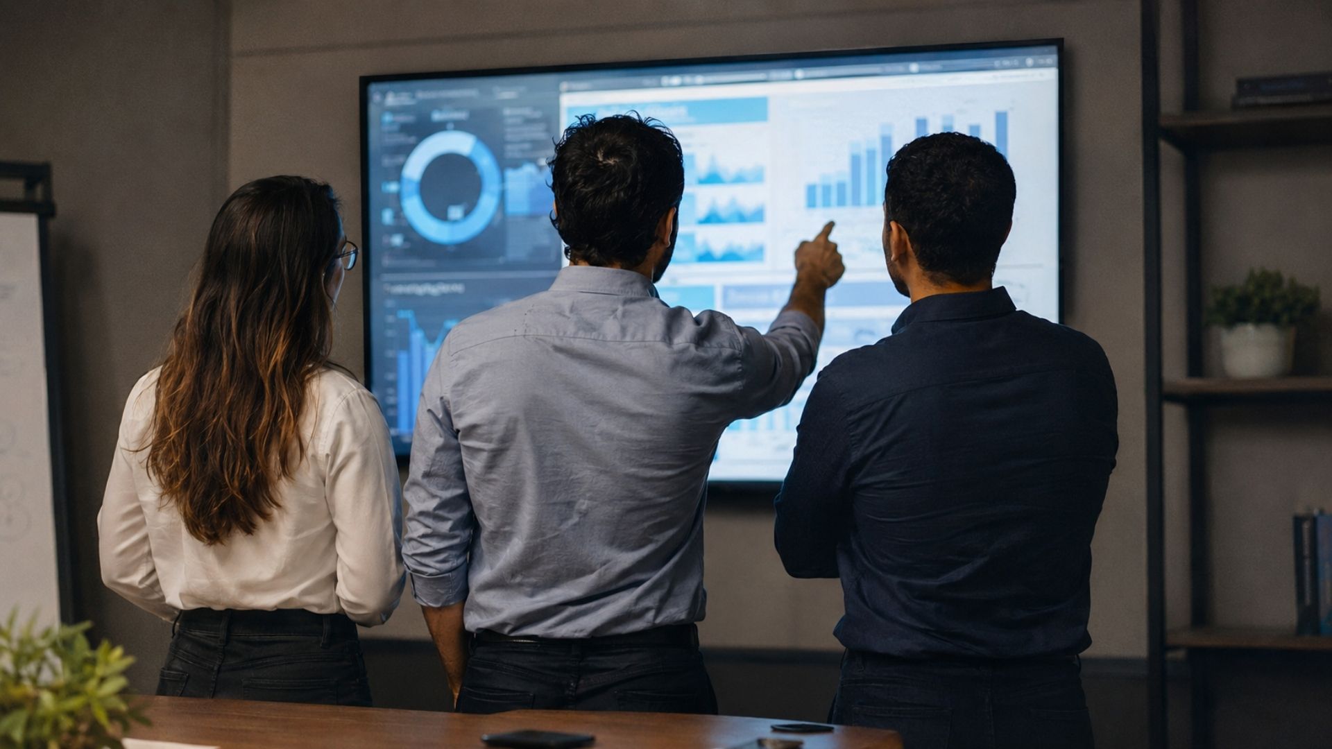 Gestores analisando indicadores da operação de atendimento